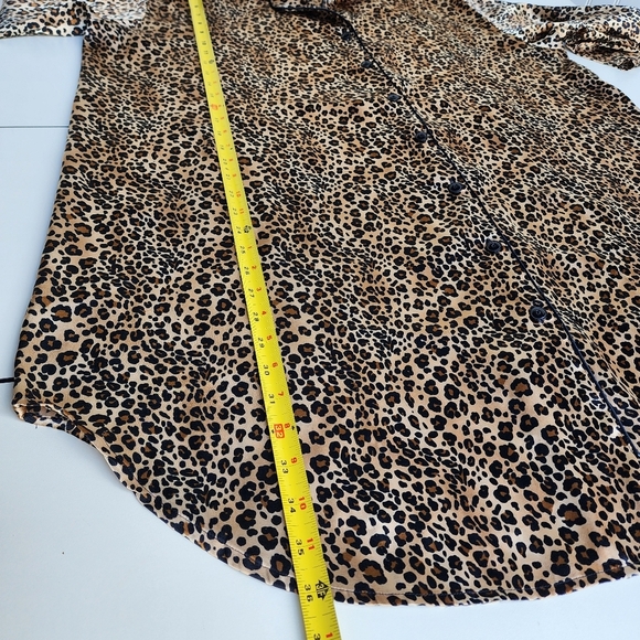 Avenue Body Collared Button Down Sleep Shirt Night Pajamas Satin Leopard 18/ 20 - Picture 10 of 11